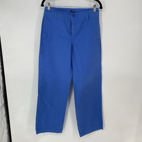 J Crew Mid Rise Wide Leg Cotton Chinos Blue Women's Size 25 - Picture 1 of 9